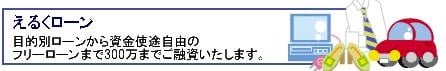 えるくローン　資金使途は自由。300万までご融資いたします。