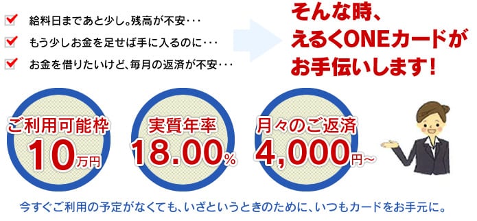いざというときのために、えるくONEカードがお手伝いします！